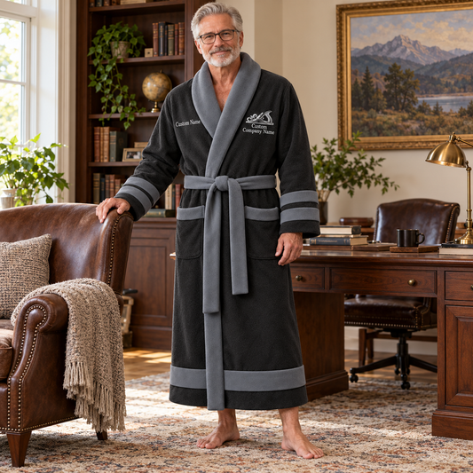 Personalized Carpenter Bathrobe - Heritage Crest lifestyle view