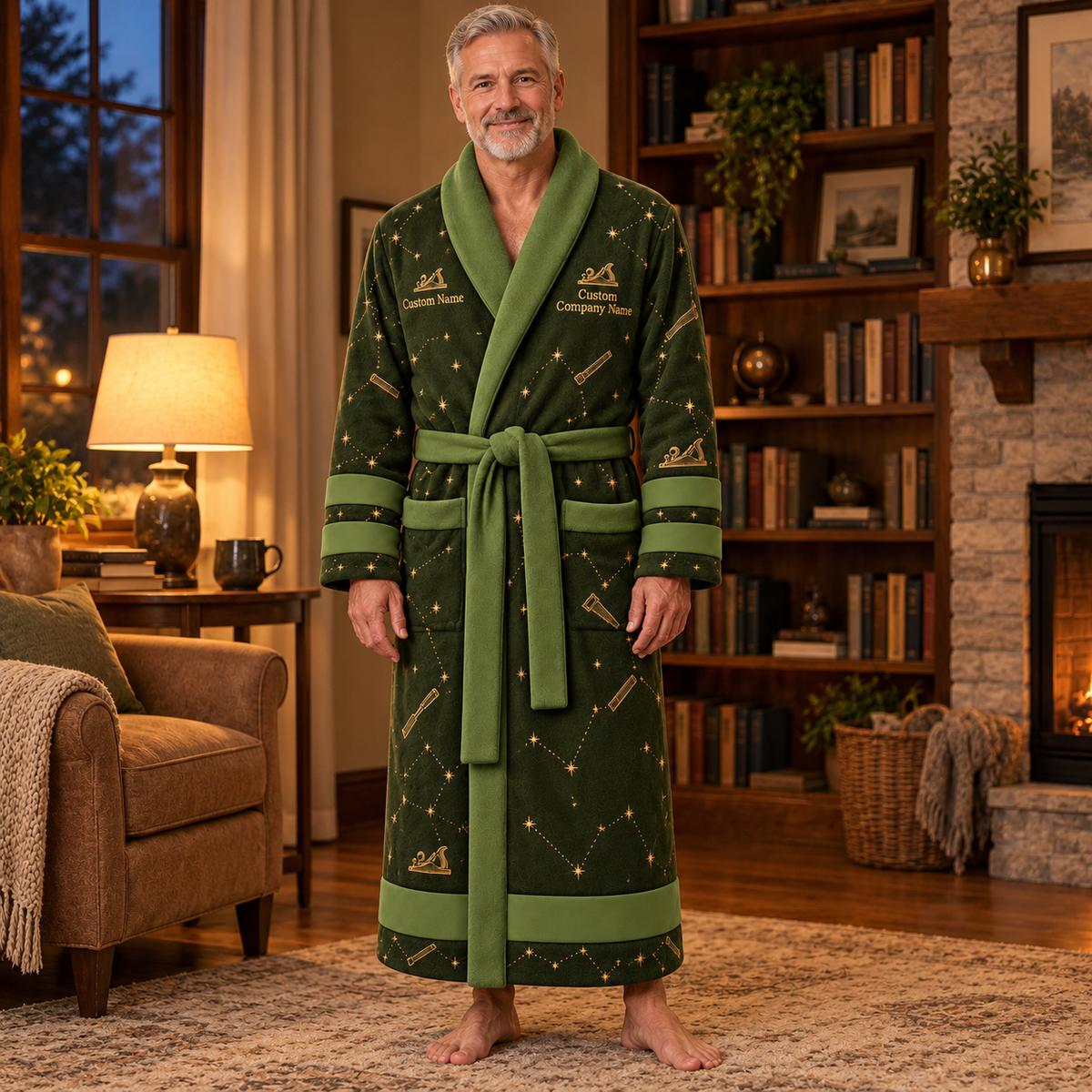 Personalized Carpenter Bathrobe - Night Shift lifestyle view