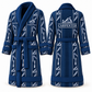 Personalized Carpenter Bathrobe - Workbench Stripes blue front and back view