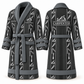 Personalized Carpenter Bathrobe - Workbench Stripes slate front and back view