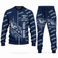 Personalized 657 Twin-Engine Scraper Operator Combo Sweater + Jogger in navy, sweater and jogger artwork with YOUR NAME and SINCE 2000 sample text.