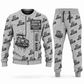 Personalized SUPER 2000-3i Asphalt Paver Operator Combo Sweater + Jogger in lightgray, sweater and jogger artwork with YOUR NAME and SINCE 2000 sample text.