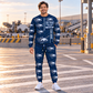 Personalized SB-3000 Material Transfer Vehicle Operator Combo Sweater + Jogger in Navy, sweater and jogger artwork with YOUR NAME and SINCE 2000 sample text.