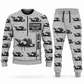 Personalized E2850C Material Transfer Vehicle Operator Combo Sweater + Jogger in lightgray, sweater and jogger artwork with YOUR NAME and SINCE 2000 sample text.