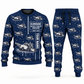 Personalized E2850C Material Transfer Vehicle Operator Combo Sweater + Jogger in navy, sweater and jogger artwork with YOUR NAME and SINCE 2000 sample text.