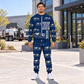 Personalized Ditch Witch HX30 Trailer Vacuum Excavator Combo Sweater + Jogger in Navy, sweater and jogger artwork with YOUR NAME and SINCE 2000 sample text.