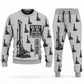 Personalized Bauer BG 28 H BT 85 Foundation Drilling Rig Combo Sweater + Jogger in lightgray, sweater and jogger artwork with YOUR NAME and SINCE 2000 sample text.