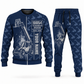 Personalized SkyTrak 10054 Telehandler Combo Sweater + Jogger in navy, sweater and jogger artwork with YOUR NAME and SINCE 2000 sample text.