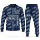 Personalized Putzmeister 38Z-5-Meter Concrete Pump Combo Sweater + Jogger in navy, sweater and jogger artwork with YOUR NAME and SINCE 2000 sample text.