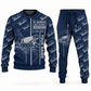Personalized Oshkosh S-Series Front Discharge Concrete Mixer Truck Combo Sweater + Jogger in navy, sweater and jogger artwork with YOUR NAME and SINCE 2000 sample text.