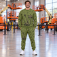 Personalized JLG 600S Telescopic Boom Lift Combo Sweater + Jogger in Olive, sweater and jogger artwork with YOUR NAME and SINCE 2000 sample text.