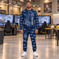Personalized DD321 Underground Jumbo Drill Operator Combo Sweater + Jogger in Navy, sweater and jogger artwork with YOUR NAME and SINCE 2000 sample text.