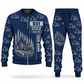 Personalized Komatsu 931 Harvester Operator Combo Sweater + Jogger in navy, sweater and jogger artwork with YOUR NAME and SINCE 2000 sample text.