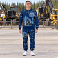 Personalized Tigercat 822E Feller Buncher Operator Combo Sweater + Jogger in Navy, sweater and jogger artwork with YOUR NAME and SINCE 2000 sample text.