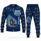 Personalized Tigercat 822E Feller Buncher Operator Combo Sweater + Jogger in navy, sweater and jogger artwork with YOUR NAME and SINCE 2000 sample text.