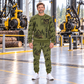 Personalized John Deere 2154G with Waratah HTH622B Processor Operator Combo Sweater + Jogger in Olive, sweater and jogger artwork with YOUR NAME and SINCE 2000 sample text.
