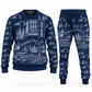 Personalized Tigercat 850 with 568 Processor Operator Combo Sweater + Jogger in navy, sweater and jogger artwork with YOUR NAME and SINCE 2000 sample text.