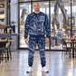 Personalized Tigercat LS855E Live-Heel Shovel Logger Operator Combo Sweater + Jogger in Navy, sweater and jogger artwork with YOUR NAME and SINCE 2000 sample text.
