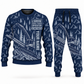 Personalized Tigercat LS855E Live-Heel Shovel Logger Operator Combo Sweater + Jogger in navy, sweater and jogger artwork with YOUR NAME and SINCE 2000 sample text.