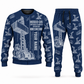 Personalized Hyster H1050XD-CH5 Container Handler Combo Sweater + Jogger in navy, sweater and jogger artwork with YOUR NAME and SINCE 2000 sample text.