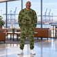 Personalized Liebherr STS 69 m Port Crane Combo Sweater + Jogger - PNCT Configuration in Olive, sweater and jogger artwork with YOUR NAME and SINCE 2000 sample text.