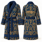 Personalized Concrete Finisher Bathrobe - Art Deco Craft blue front and back view