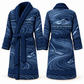 Personalized Concrete Finisher Bathrobe - Contour Lines blue front and back view