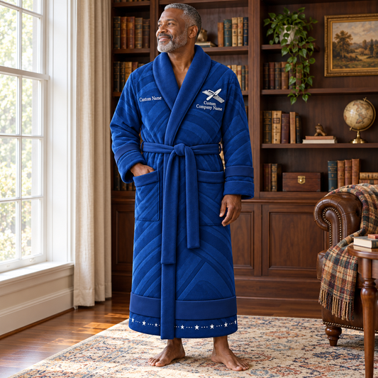 Personalized Concrete Finisher Bathrobe - Signature Silhouette lifestyle view