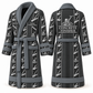Personalized Concrete Finisher Bathrobe - Workbench Stripes slate front and back view