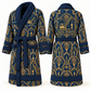 Personalized Crane Operator Bathrobe - Art Deco Craft blue front and back view