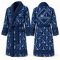 Personalized Crane Operator Bathrobe - Diamond Emblems blue front and back view
