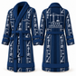 Personalized Crane Operator Bathrobe - Workbench Stripes blue front and back view