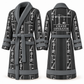 Personalized Crane Operator Bathrobe - Workbench Stripes slate front and back view