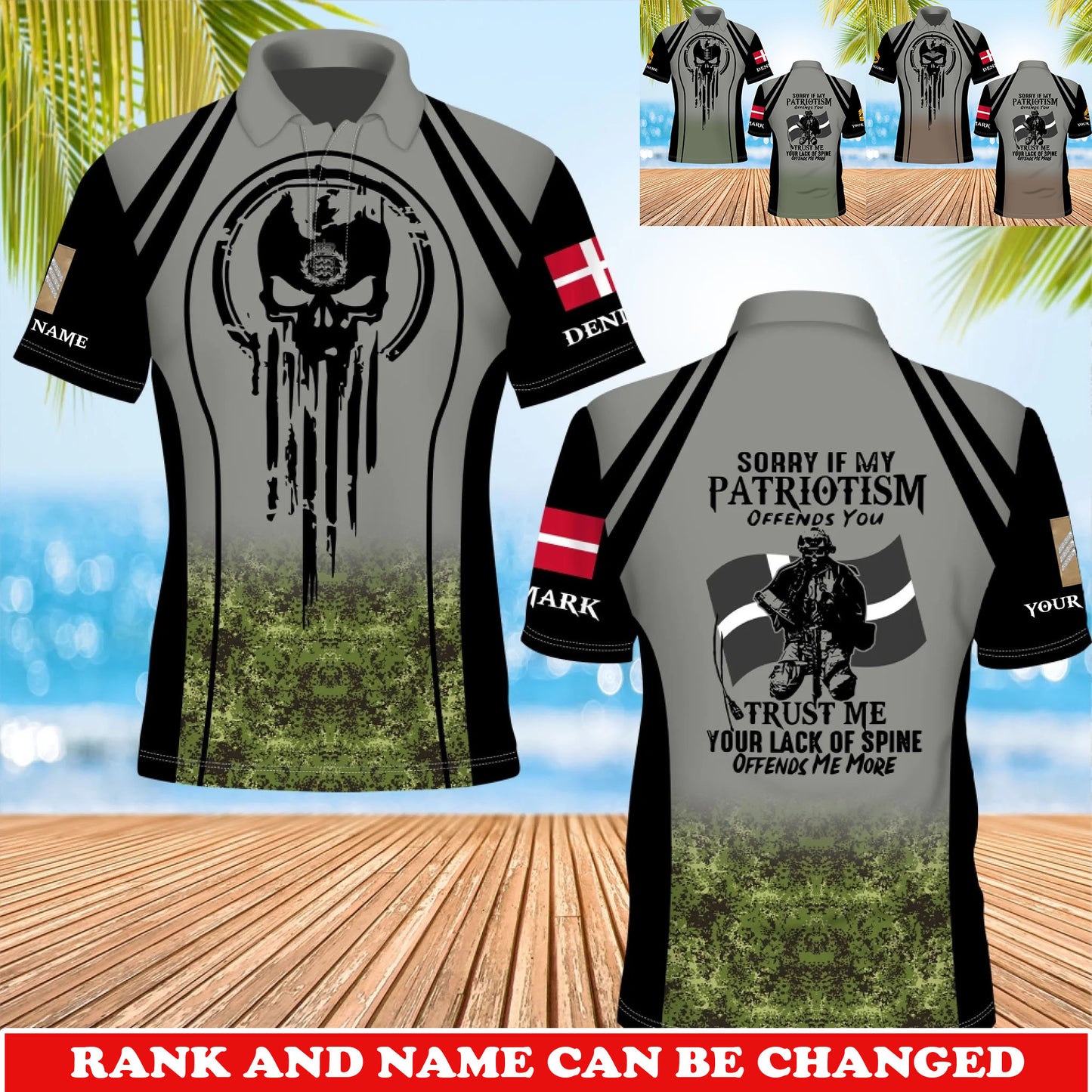 Personalized Denmark Soldier/Veteran Camo with Rank and Name T-Shirt All Over Printed - 17741376