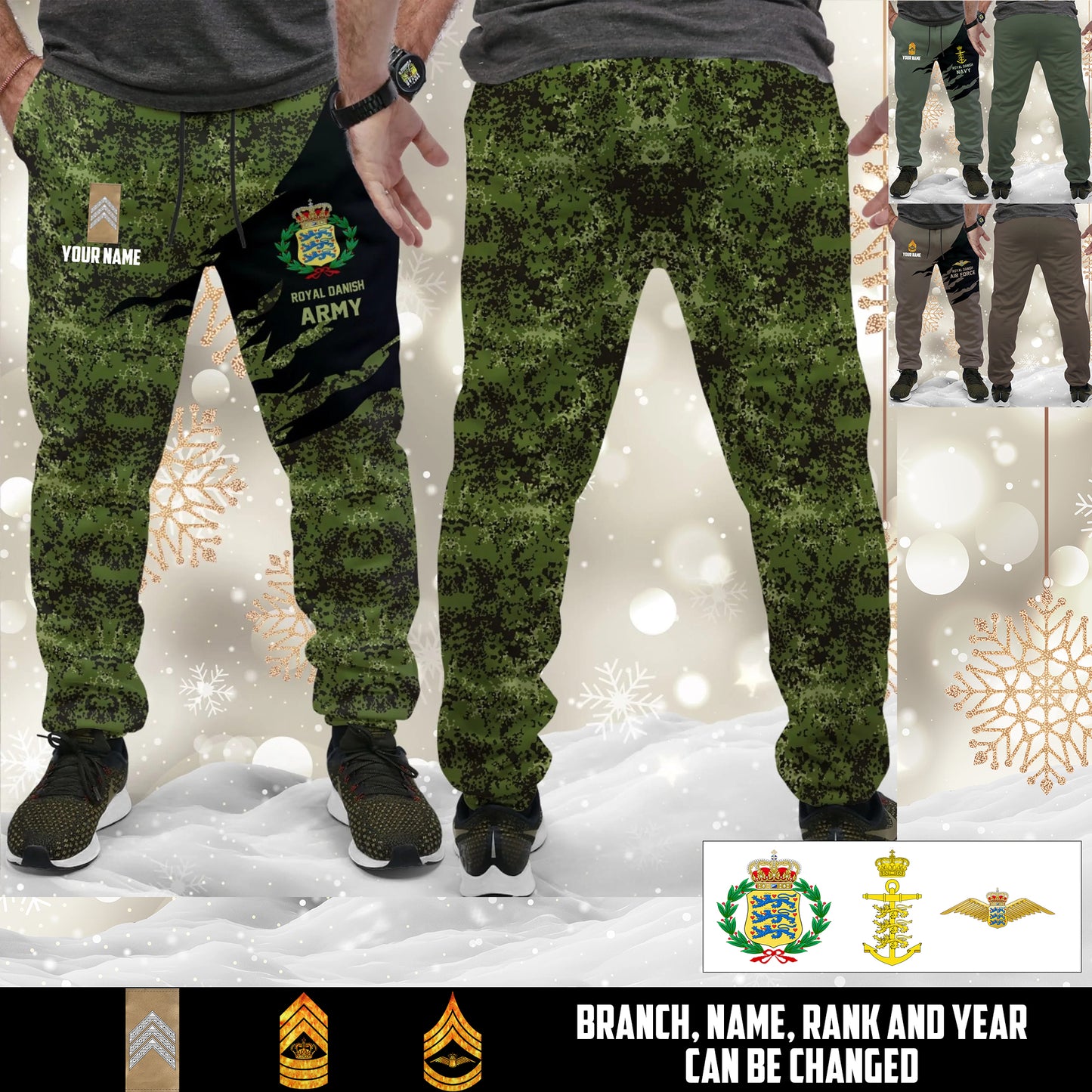 Personalized Denmark Soldier/ Veteran With Name And Rank Unisex Jogger - 17584128