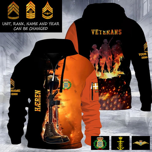 Personalized Denmark Soldier/ Veteran With Rank, Year And Name 3D Half-zip Hoodie - 17509824