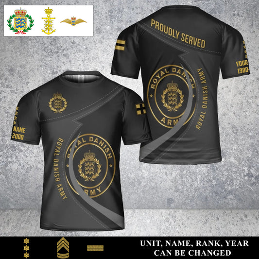 Personalized Denmark Soldier/Veteran Camo with Name, Year and Rank T-Shirt All Over Printed - 17453664