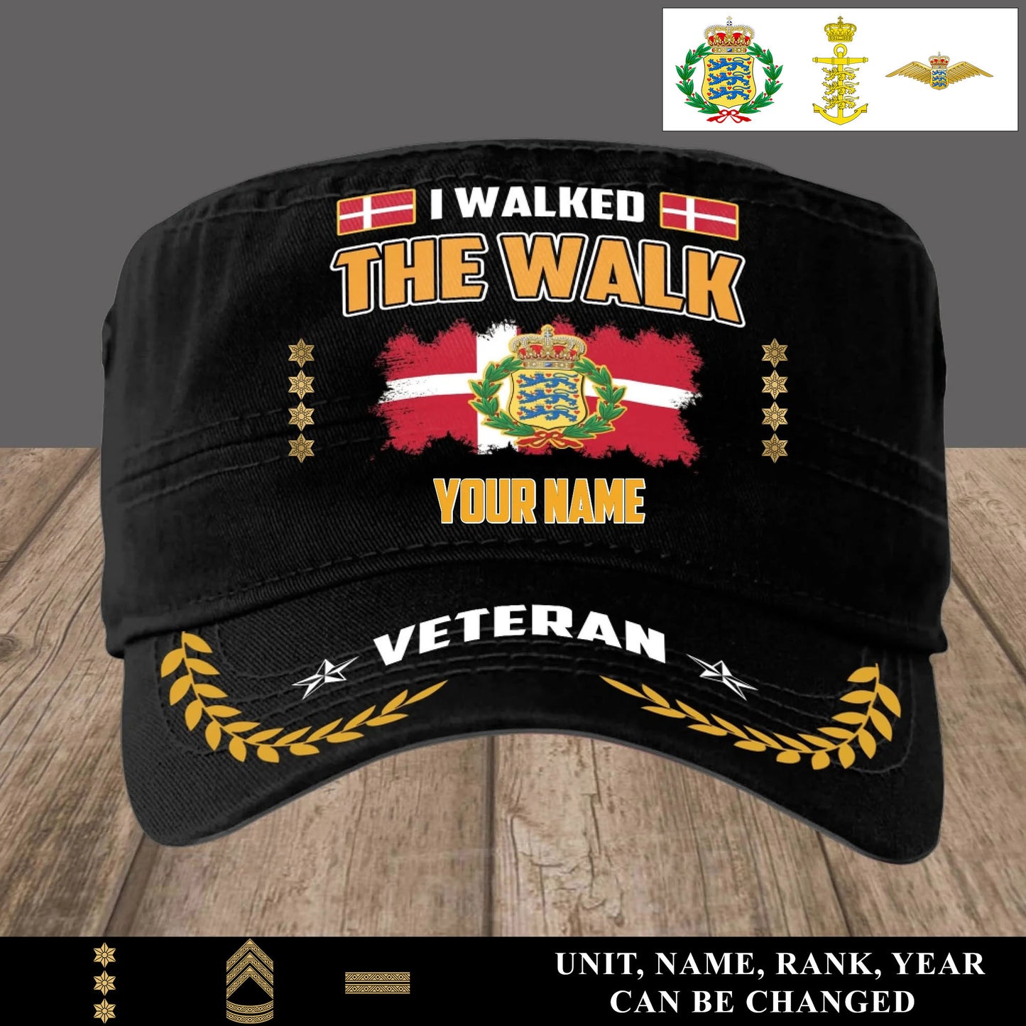 Personalized Denmark Soldier/ Veteran With Name And Rank Military Cap - 17500320
