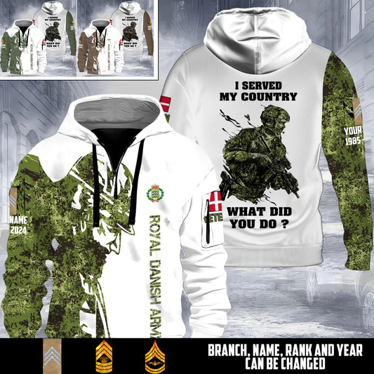 Personalized Denmark Soldier/ Veteran With Rank, Name And Year 3D Half-zip Hoodie - 17520192