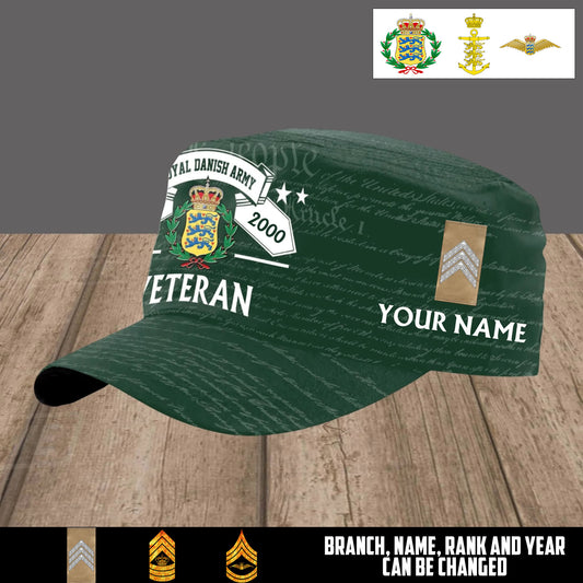 Personalized Denmark Soldier/ Veteran With Name, Year And Rank Military Cap - 17494272