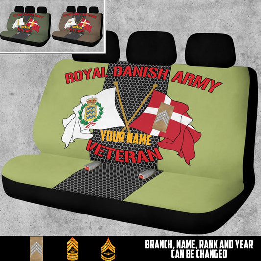 Personalized Denmark Soldier/ Veteran With Name And Rank Car Back Seat Cover Set (with foaming) - 17490816