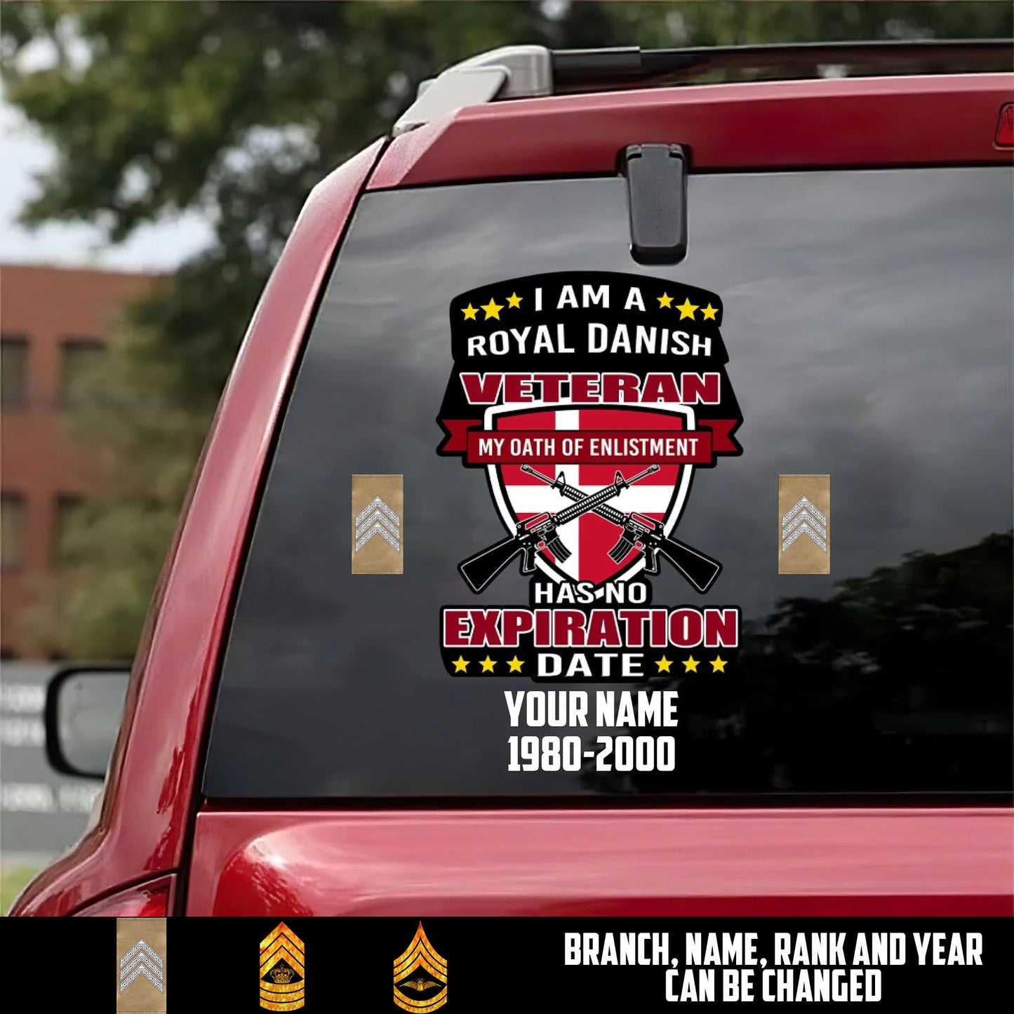 Personalized Name Rank And Year Denmark Veteran/Soldier Car Decal Printed - 17489952