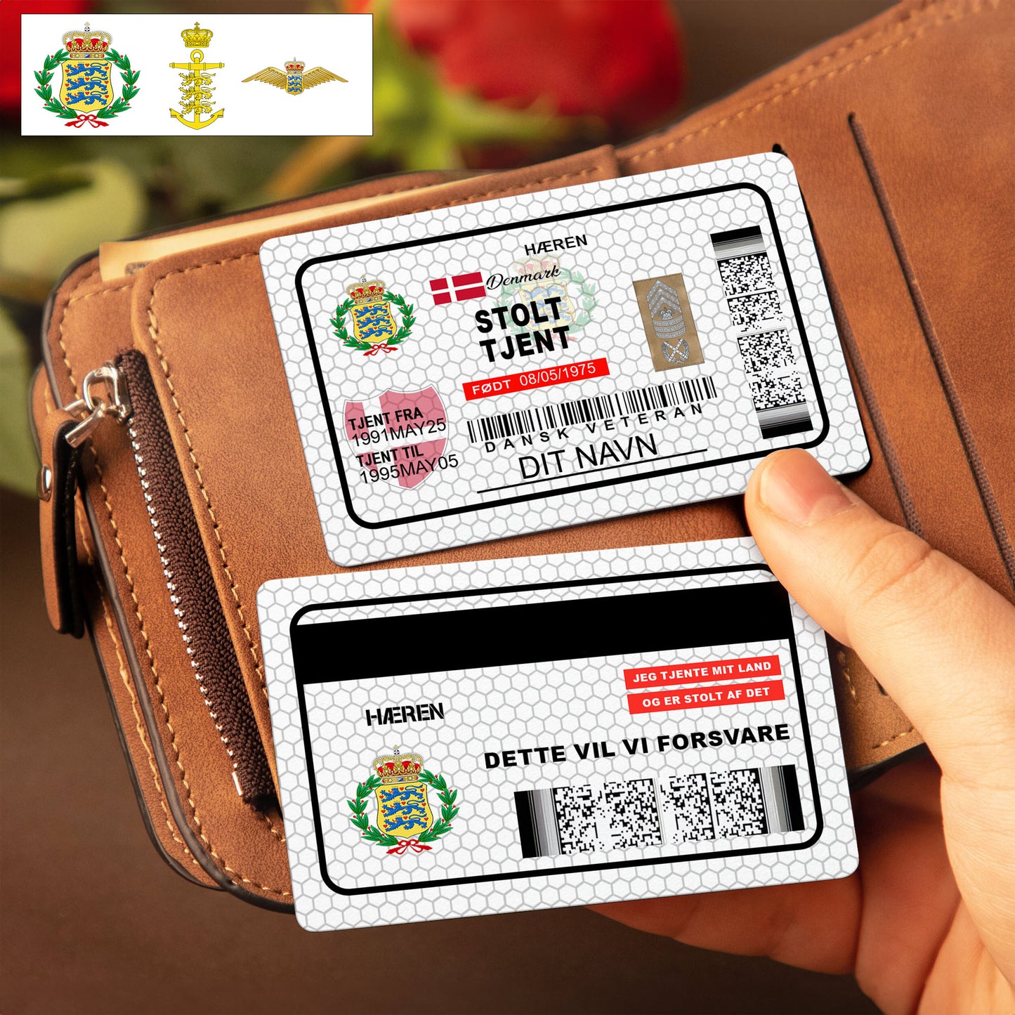 Personalized Denmark Soldier/ Veteran With Rank, Name And Year Aluminum Wallet Card - 1747094401