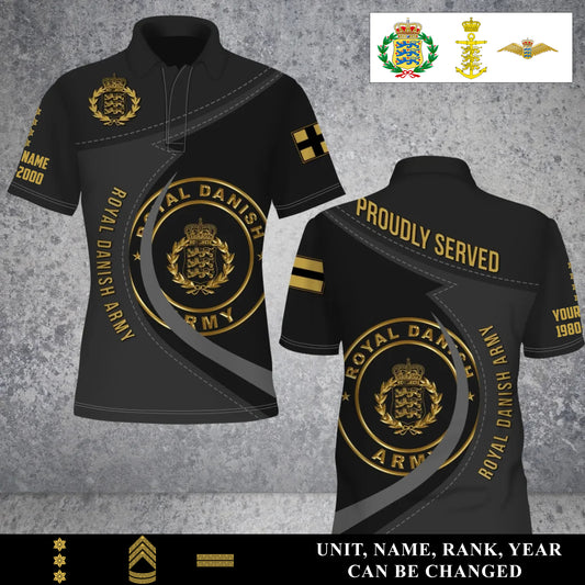 Personalized Denmark Soldier/Veteran Camo with Name, Year and Rank POLO All Over Printed - 17453664