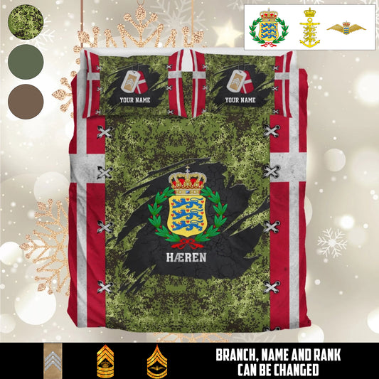 Personalized Denmark Soldier/ Veteran Camo With Name And Rank Bedding Set - 17658432