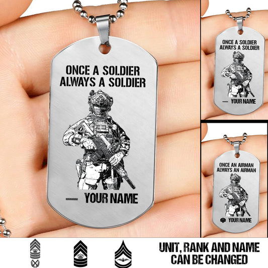 Personalized Denmark Soldier/Veteran with Rank And Name Dog Tag Necklace - 17478720