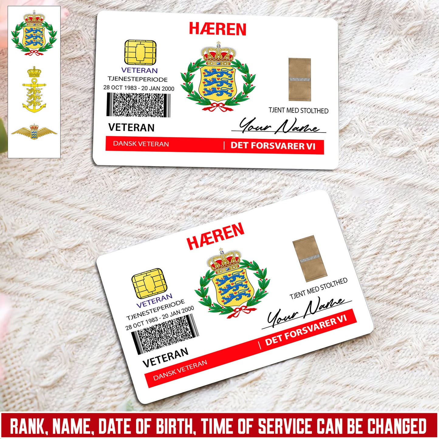 Personalized Denmark Soldier/ Veteran With Rank, Name And Year Aluminum Wallet Card - 17671392