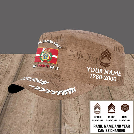 Personalized Denmark Soldier/ Veteran With Name, Year And Rank Military Cap - 17495136