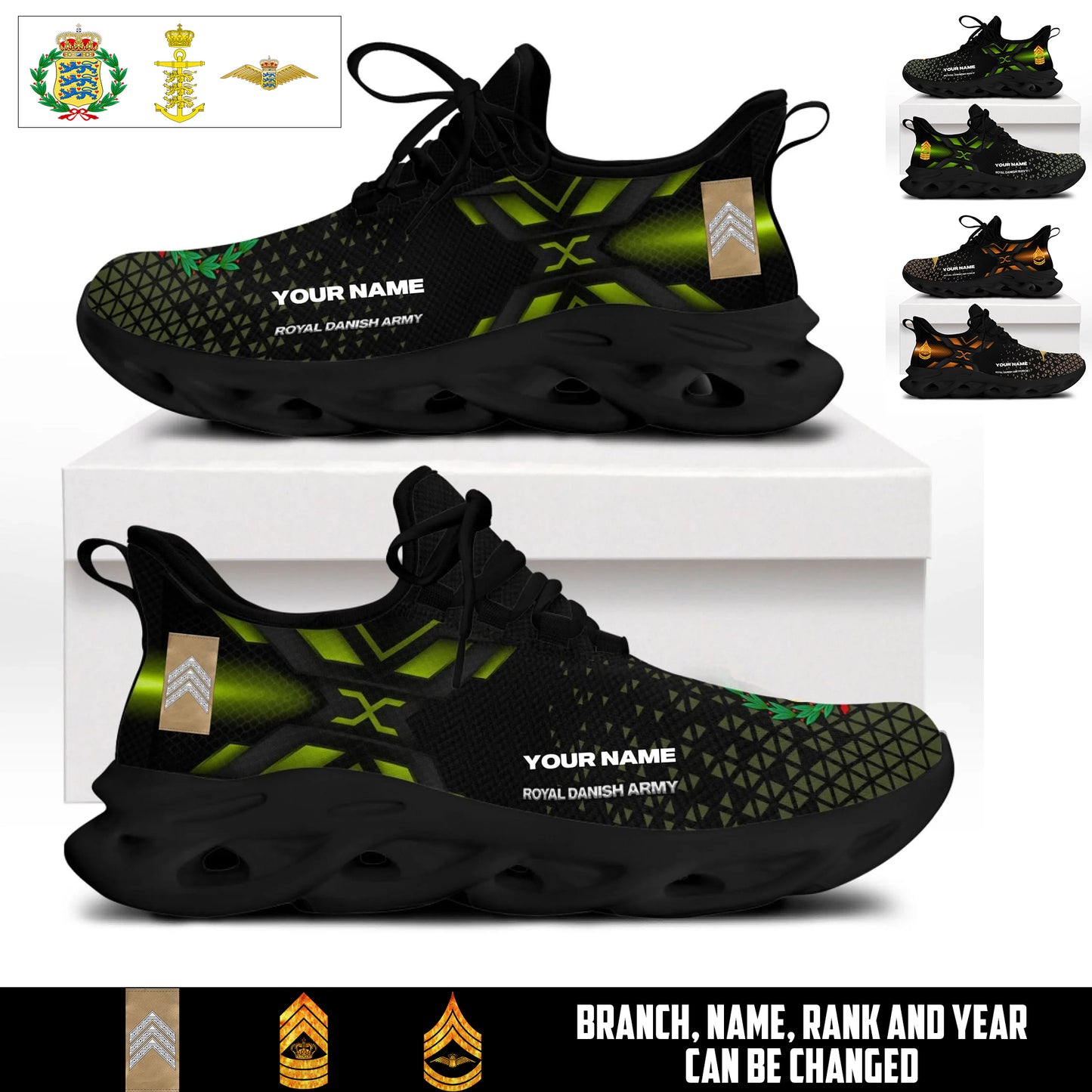 Personalized Denmark Soldier/ Veteran With Name And Rank Men Sneakers - 17592768