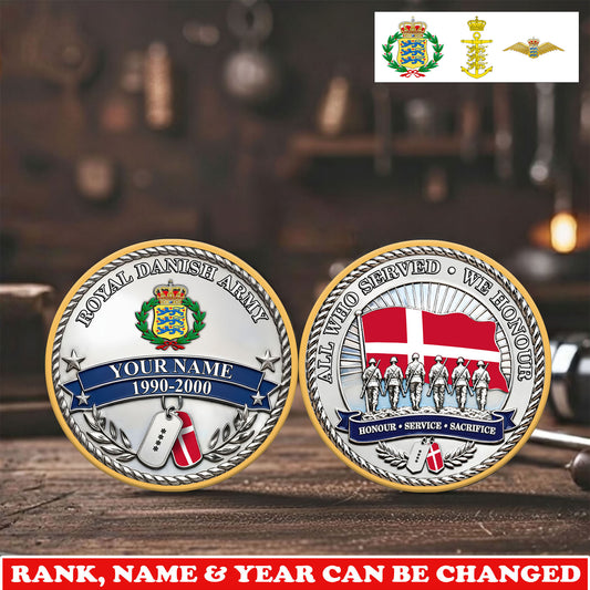 Personalized Denmark Veteran/ Soldier With Rank,  Name And Year Challenge Coin - 17743104
